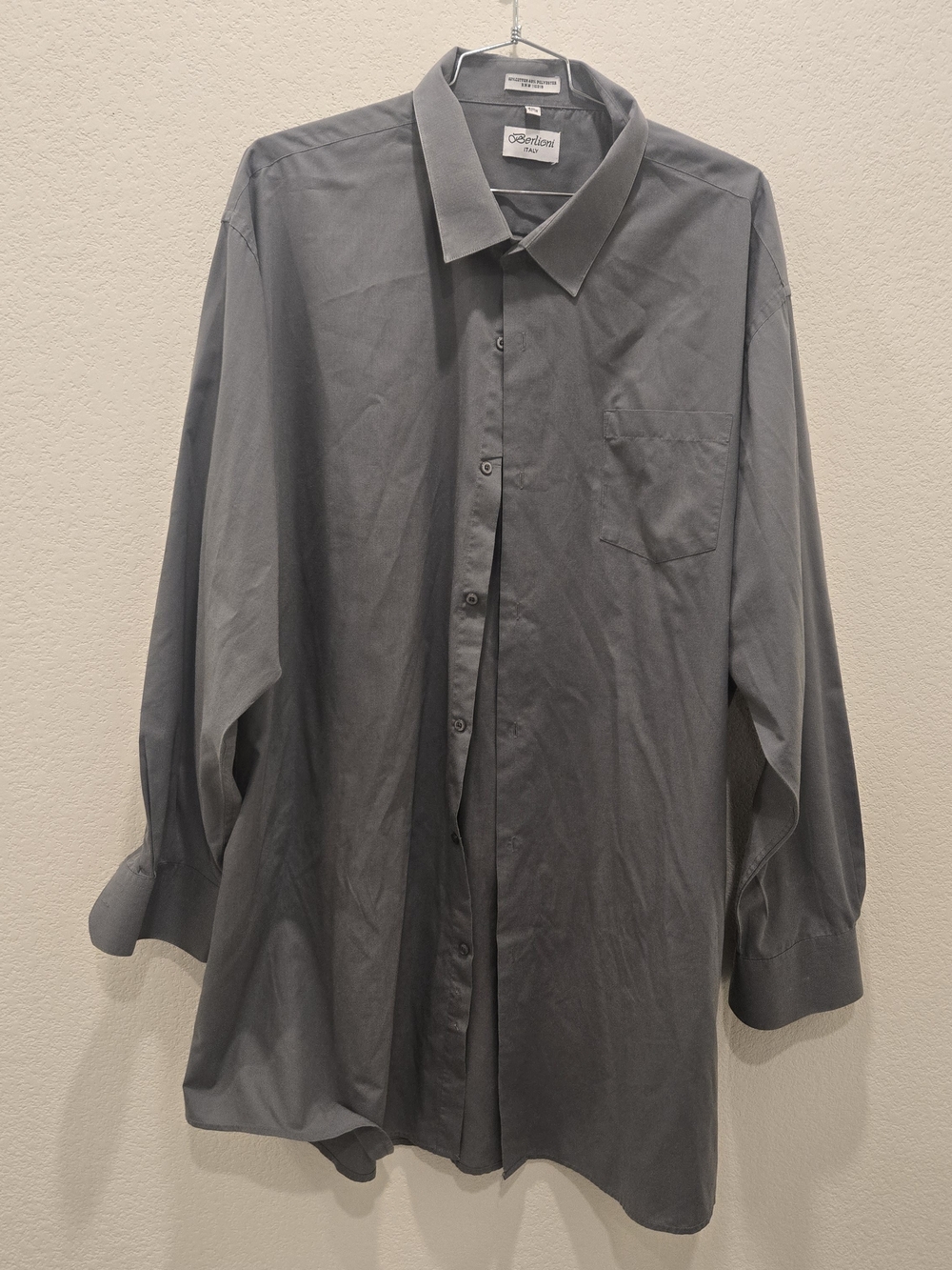 BERLIONI Italy Men's Dress Shirt - Slate Gray